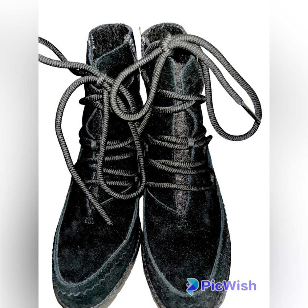 Pendleton Islegate Bootie Cork Wedge Black Suede … - image 3